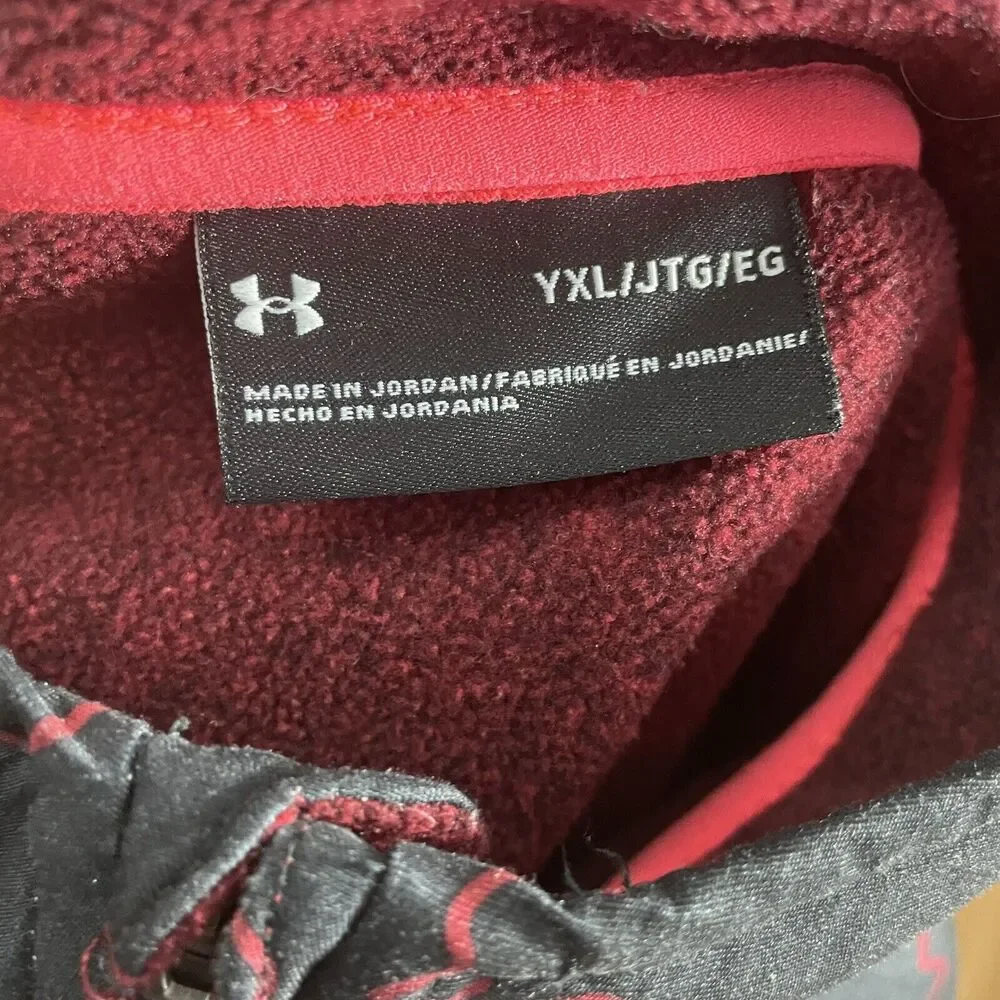 UA‎ UNDER ARMOUR Boys' LS Camo Twist Zip Fleece Top Youth XL Red